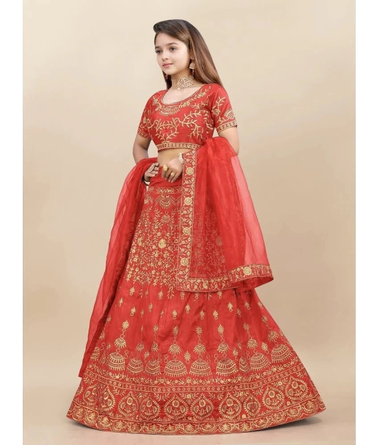 Apnisha Silk Lehenga Choli Set For Girls ( Pack of 1 , Red ) - None