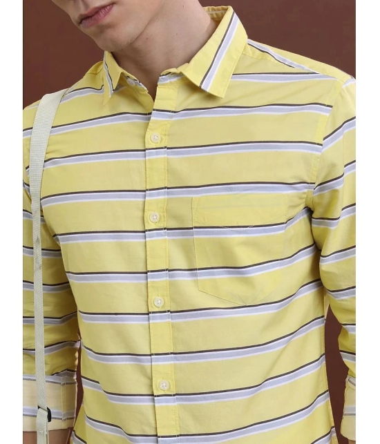 Ketch 100% Cotton Regular Fit Striped Full Sleeves Mens Casual Shirt - Yellow ( Pack of 1 ) - None