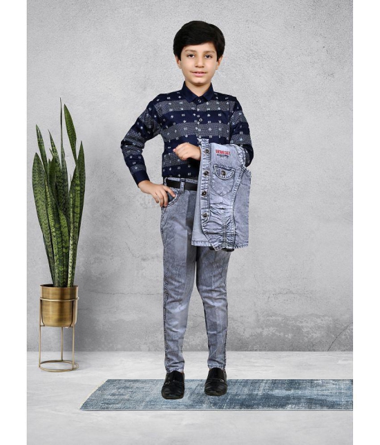 Arshia Fashions Grey Denim Boys Shirt & Jeans ( Pack of 1 ) - None