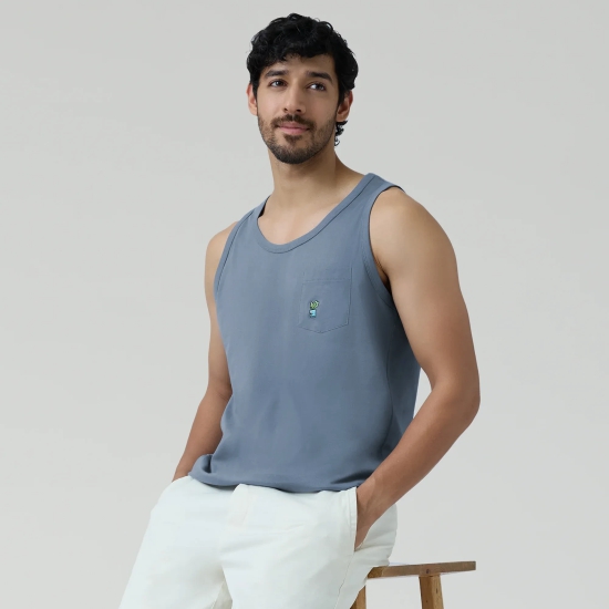 Renew Combed Cotton Tank Tops Slate Blue M