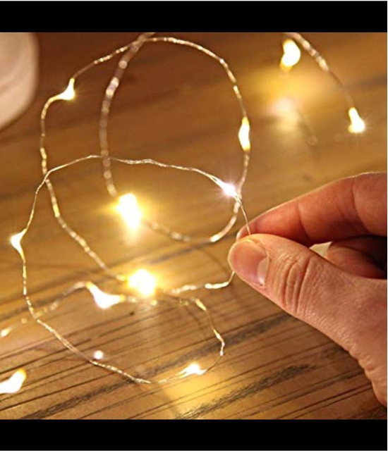 thriftkart - Waterproof Decorative 3m Battery Operated Silver 30 LED Decorative Strings Fairy Lights (Warm White Yellow) - Yellow