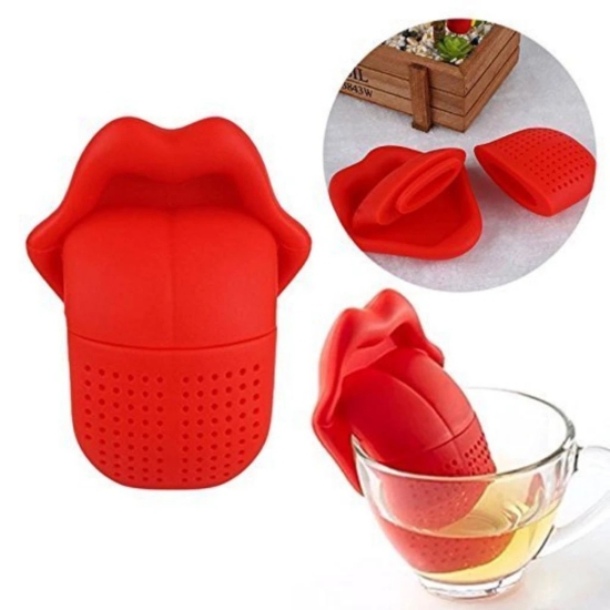 Tongue Shaped Big Lips Tea Maker Food Grade Silicone Tea Strainer (Assorted) PID42758