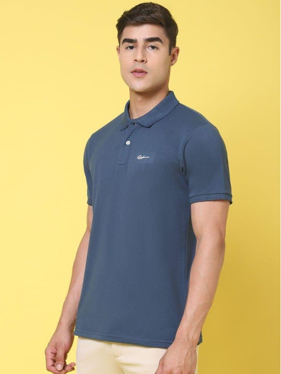 Rodamo Polo Collar Blue Slim Fit Cotton T-Shirt