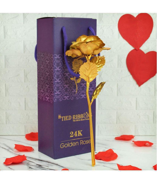 24k Gold rose ,Artificial Red Rose, 2pc golden wrapping chocolate with box