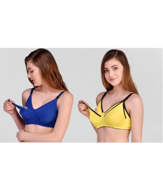 Zourt - Multicolor Cotton Solid Womens Maternity Bra ( Pack of 2 ) - 36B