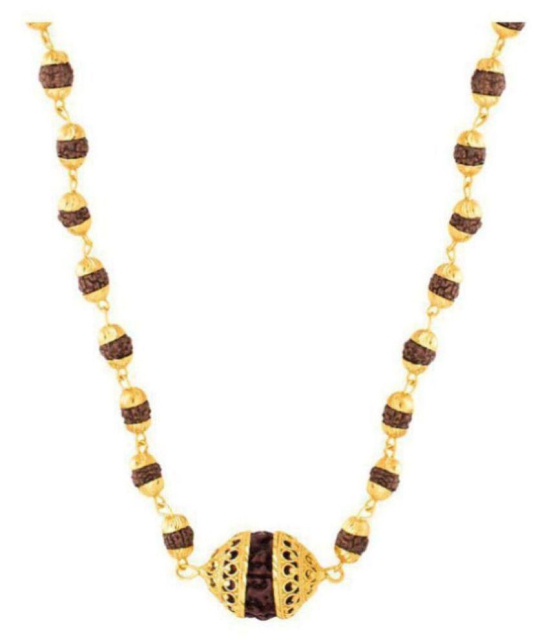 Bahubali Rudraksha Mala with Big Rudraksha Pendant in Gold Plated Cap