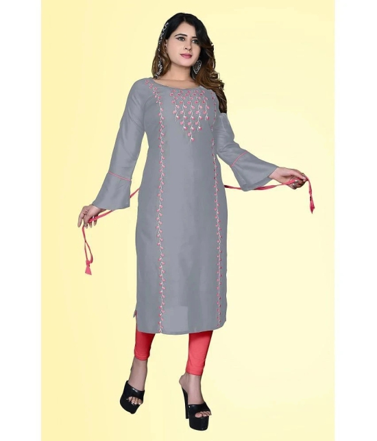 HAYA - Grey Rayon Womens Straight Kurti ( Pack of 1 ) - None