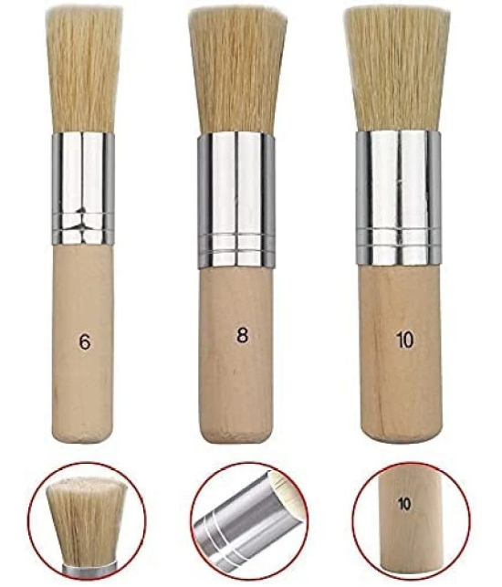 ECLET 3Pcs Stencil Brushes Set, Art Crafts Paint Brush with Pure Natural Hog Bristle