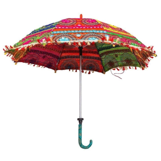 Jaipur Traditional Handicraft Handmade Embroidered Work Cotton Umbrella (Multicolour)