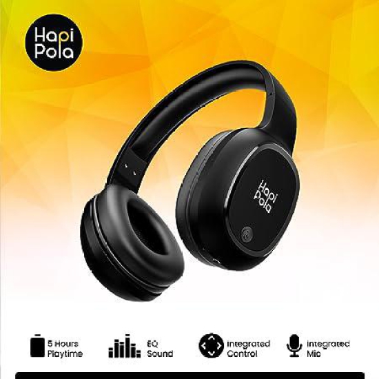 Hapipola Rogue Boom Headset Bluetooth Deep Bass & in-Built Mic On Ear Headphone (Black)