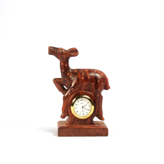 Pure Wooden Deer Clock | Table Top Products-