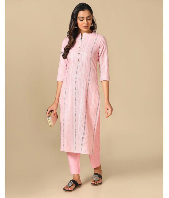 Hritika - Pink Straight Cotton Blend Women's Stitched Salwar Suit ( Pack of 1 ) - None