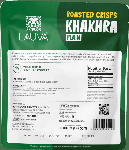 Lauva Vrunda Plain(Sada) Khakhra | Ready to Eat Snack