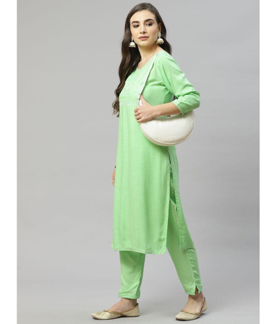 JC4U Green Rayon Kurti With Pants - Stitched Suit Single - None