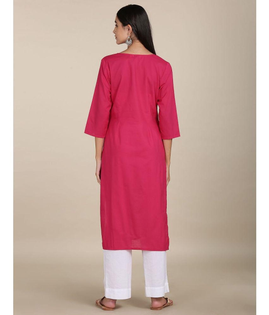 Karigari - Pink Cotton Women's Straight Kurti ( Pack of 1 ) - None