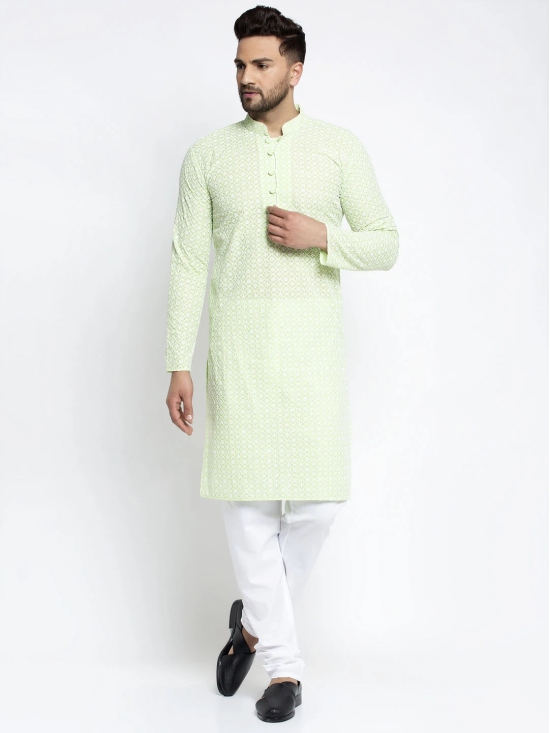 Jompers Mens Dark-Green Embroidered Kurta Only-XXL / Green