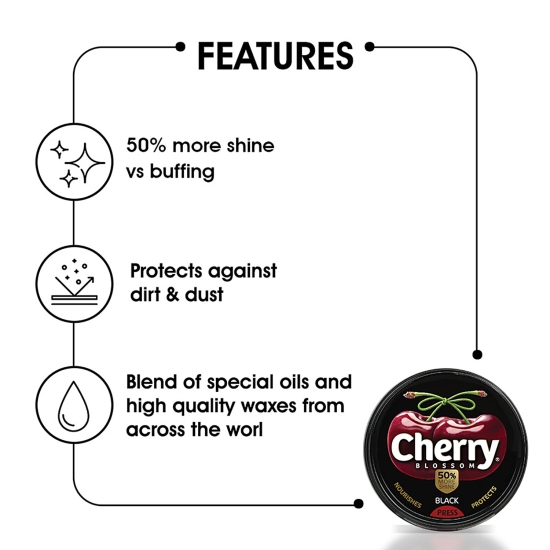 Cherry Blossom Wax Shoe Polish, Black, 15 G