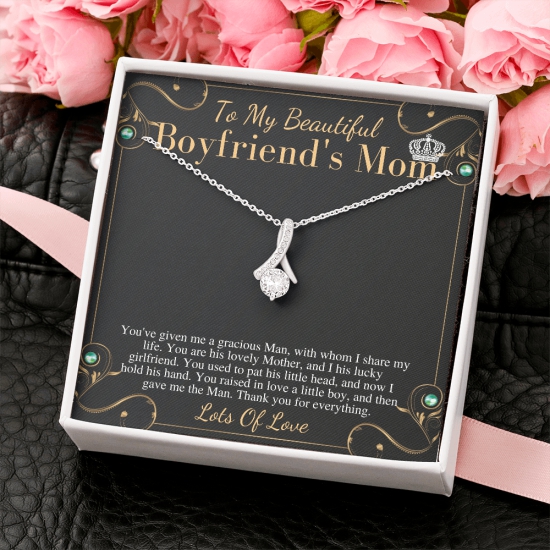 Boyfriends Mom Necklace, Gift for Boyfriend Mother, Birthday Gift, Boyfriend's Mom Christmas Gift,Mothers Day Gift,Valentines Day Gift #1020 order-Two Toned Box