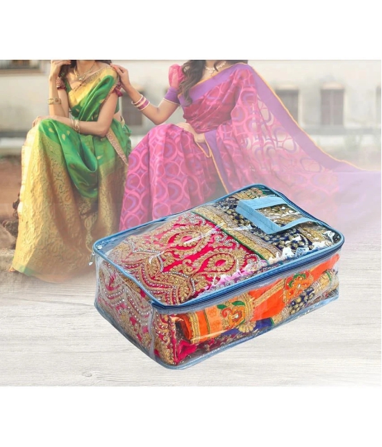 Transparent Saree Cover / Cloth Storage & Organizer,Grey (3U) - Grey