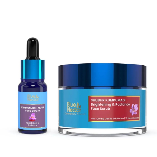 Kumkumadi Tailam Face Serum and Kumkumadi Face Scrub for Brightening & Glowing Skin