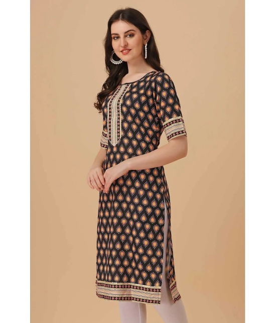 Glomee - Black Crepe Womens Straight Kurti ( Pack of 1 ) - None