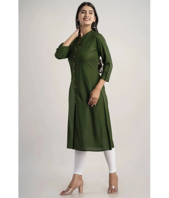 MAUKA - Green Rayon Womens Front Slit Kurti ( Pack of 1 ) - None