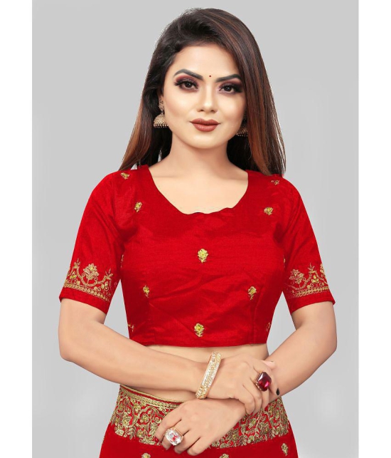 Om Shantam Sarees - Red Georgette Saree With Blouse Piece ( Pack of 1 ) - Red