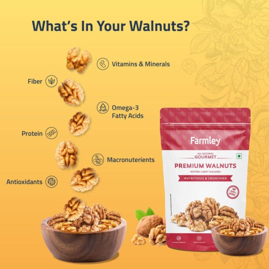 Farmley Premium California Walnut Kernel | 4 x 200 g | Walnuts Without Shell, Akhrot, Dry Fruits, Natural Akhrot Giri, Rich in Proteins & Antioxidants (Pack Of 4)