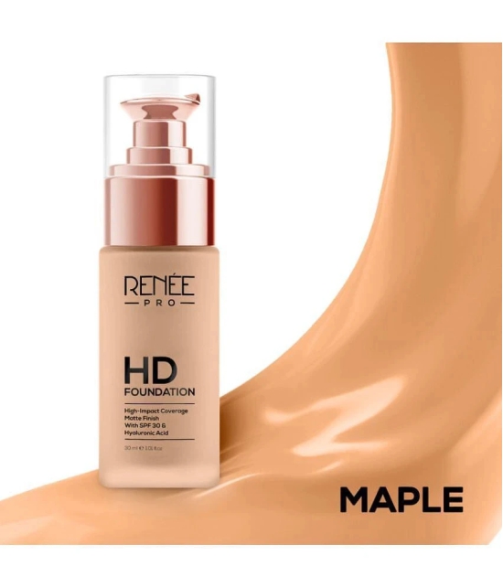 RENEE PRO HD Foundation - Maple, Seamless HD Coverage with Matte Finish & SPF15, 30 Ml