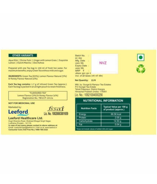 Leefordgreen Tea Lemon & Honey Refreshign Flavour Pack of 2 (25 Tea Bags Each)