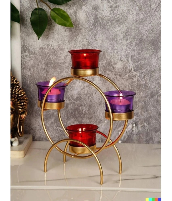 METAL MESTERY Multicolour Table Top Metal Tea Light Holder - Pack of 1