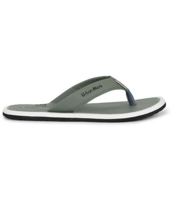 UrbanMark - Olive Men's Thong Flip Flop - None