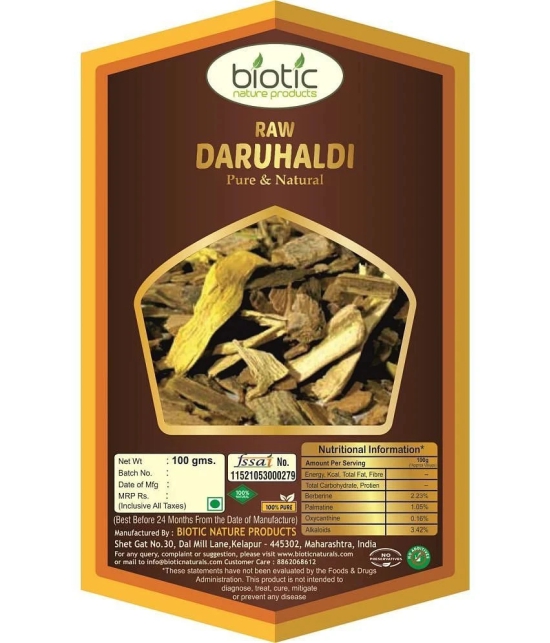 Biotic Raw Daru Haldi Bark - Indian Barberry - Daruhaldi Chaal 100 gm