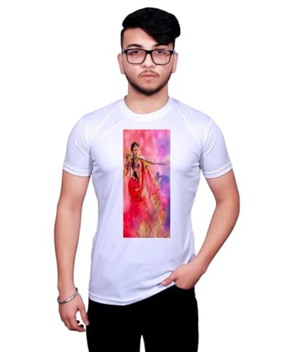 NITYANAND CREATIONS Round Neck White Holi T-Shirt for MEN-HOLI-T-SHIRT-11550-L