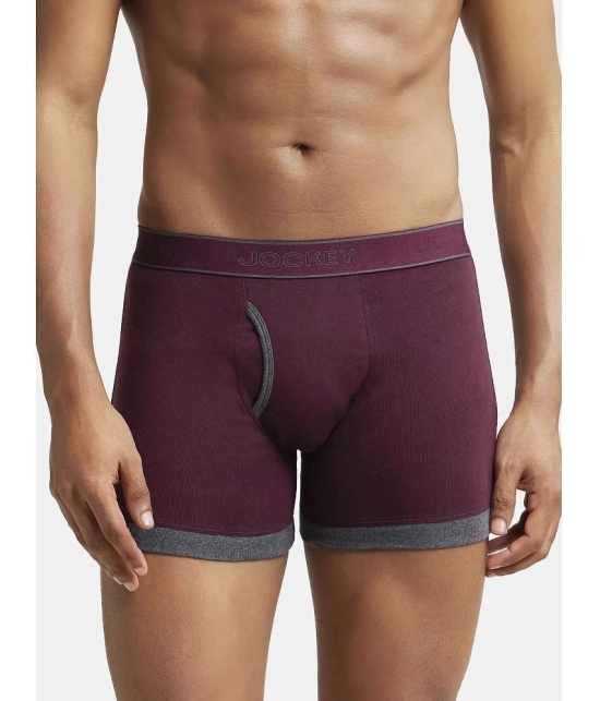 Jockey 1017 Men Super Combed Cotton Rib Solid Boxer Brief-Wine Tasting & Charcoal Melange(Pack of 2) - None