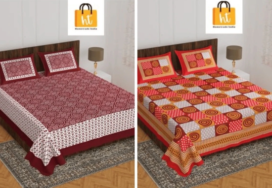 Bedsheet  Adda -100% Pure Cotton Jaipuri Printed Double Bedsheet-