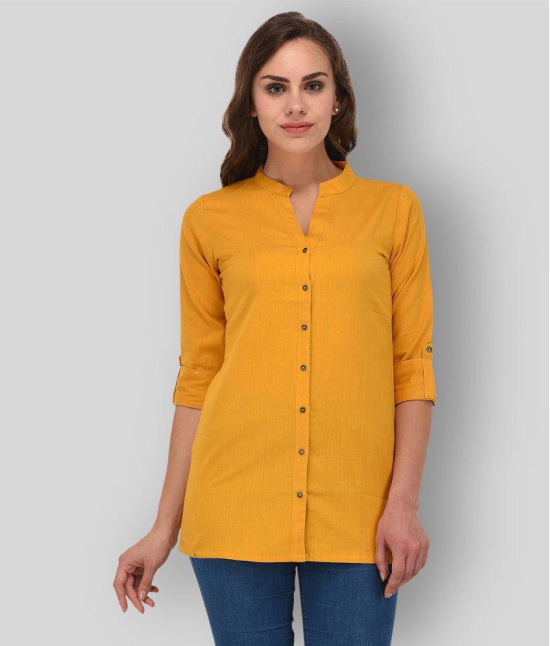 Pistaa - Yellow Cotton Women''s Straight Kurti ( Pack of 1 ) - 4XL