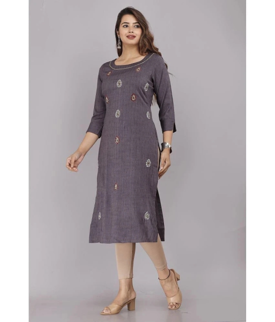 HIGHLIGHT FASHION EXPORT - Grey Rayon Flex Womens Straight Kurti ( Pack of 1 ) - None