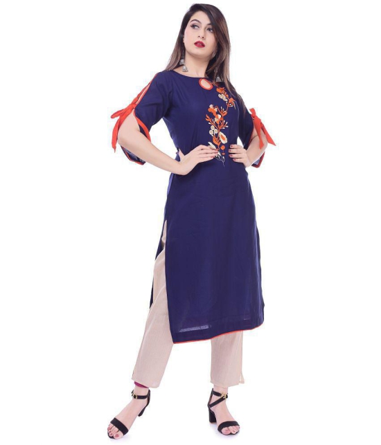 Maquien - Blue Rayon Women's Straight Kurti - 4XL