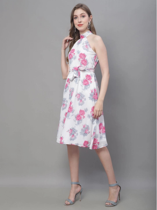 MINI & MING Floral Print Georgette Fit & Flare Dress