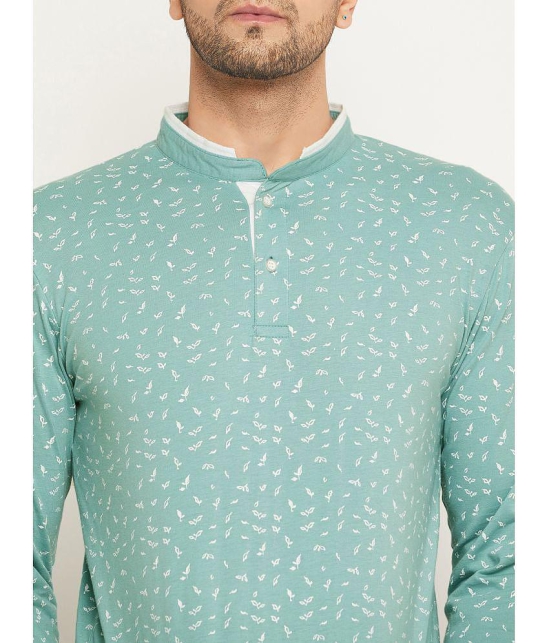 Wild West Cotton Blend Regular Fit Printed Full Sleeves Mens T-Shirt - Green ( Pack of 1 ) - None