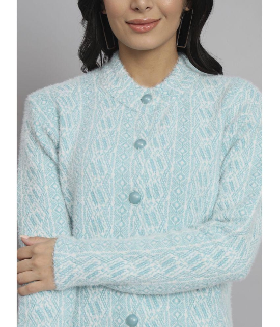 eWools.in Woollen Round Neck Women''s Buttoned Cardigans - Blue ( ) - None