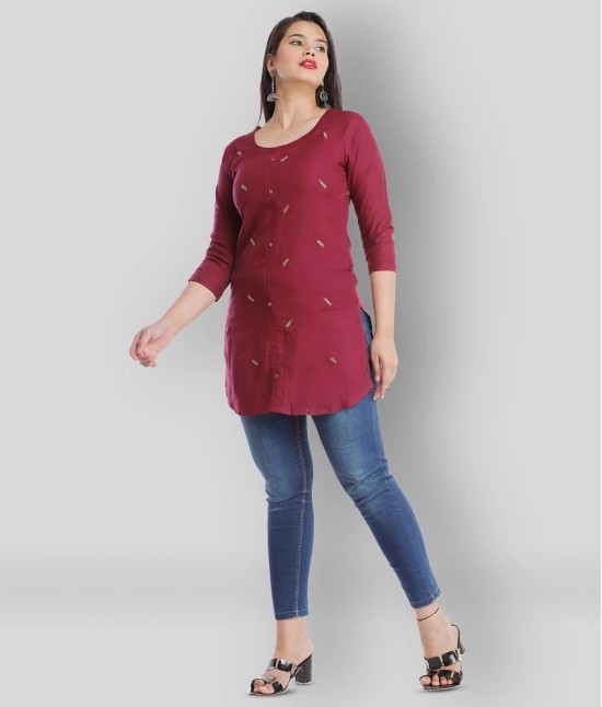 HIGHLIGHT FASHION EXPORT - Maroon Viscose Womens Straight Kurti ( Pack of 1 ) - S