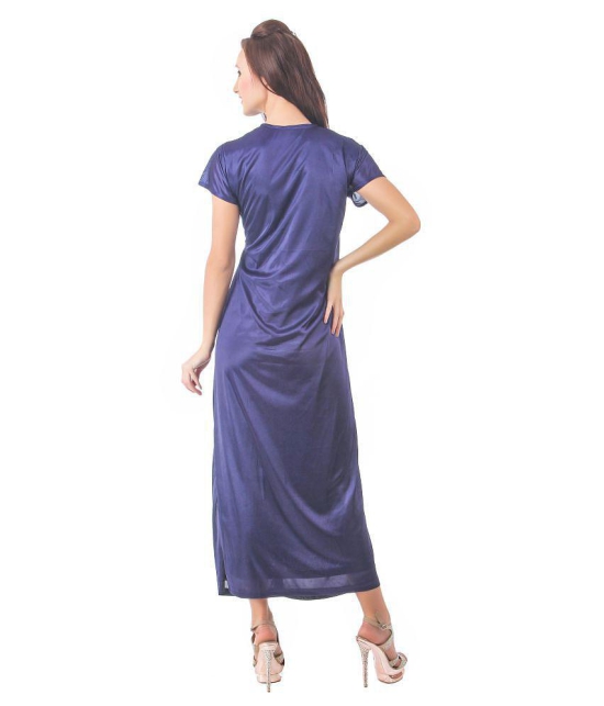 Fasense Satin Night Dress - Navy - L