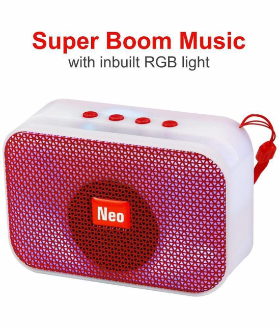 Neo M412 5 W Bluetooth Speaker Bluetooth v5.0 with USB Playback Time 4 hrs Red - Red