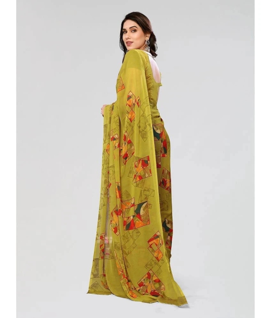 ANAND SAREES Georgette Printed Saree With Blouse Piece - Green ( Pack of 1 ) - Green