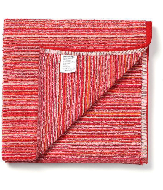 URBAN MAGIC - Cotton Red Striped Bath Towel ( 70x140 ) cm 475 -GSM ( Pack of 1 ) - Red