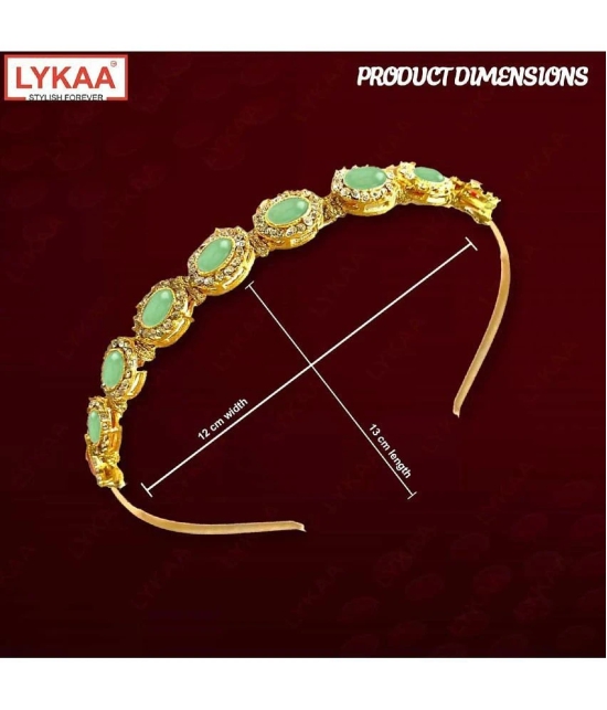 Lykaa Kundan Jewellery Green Plated Hair Band Mathapatti Head Band For Women and Girls - 1Pcs Green - Green