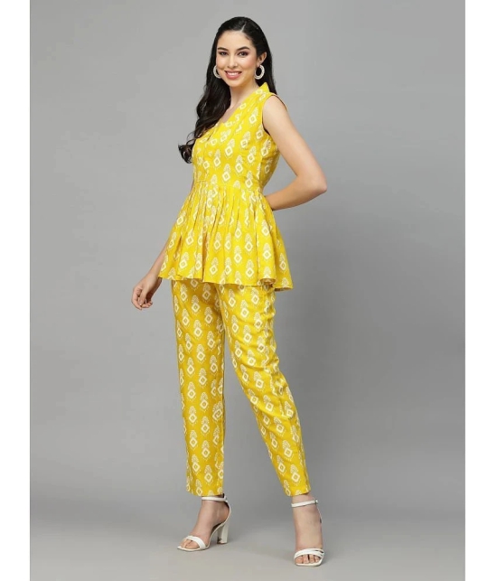 Stylum Yellow Printed Pant Top Set - None