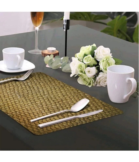 bulfyss PVC Textured Rectangle Table Mats ( 42 cm x 26 cm ) Pack of 6 - Green - Green